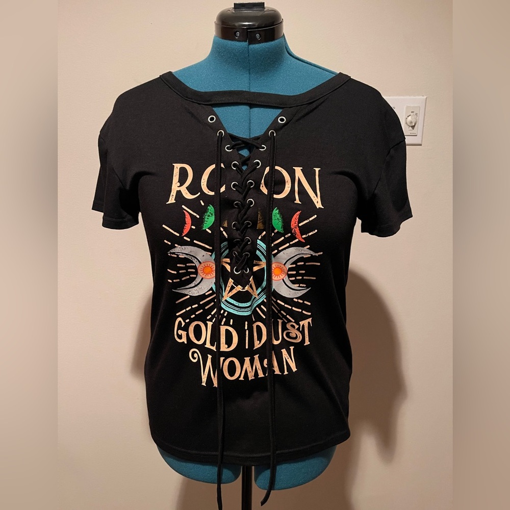 Size Medium Rock On Gold Dust Woman top.